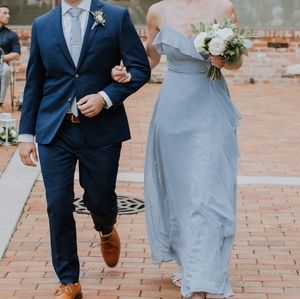 Azazie Kendra dusty blue bridesmaids dress fits size 2